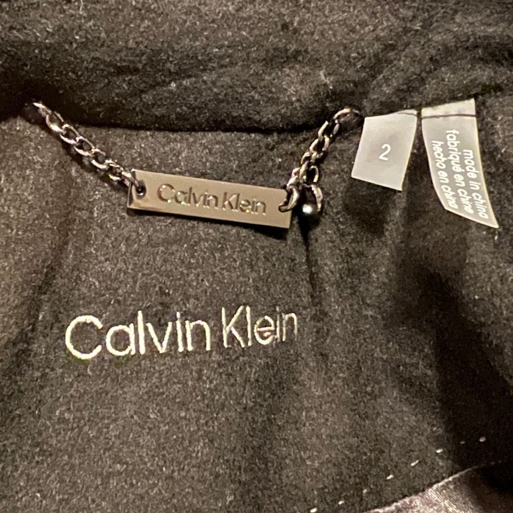 Calvin Klein Women's Single-Breasted Button Coat Wool Cashmere Blend Black 2 NWT - Picture 6 of 9